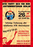 Berlin: Kundgebung vor dem Bundesjustizministerium – Freiheit für die ATIK-Aktivisten!
