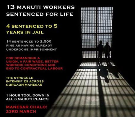 Freiheit für die Maruti-Arbeiter! Internationale Solidarität mit den verurteilten Gewerkschaftsaktivisten bei Maruti-Suzuki in Indien!