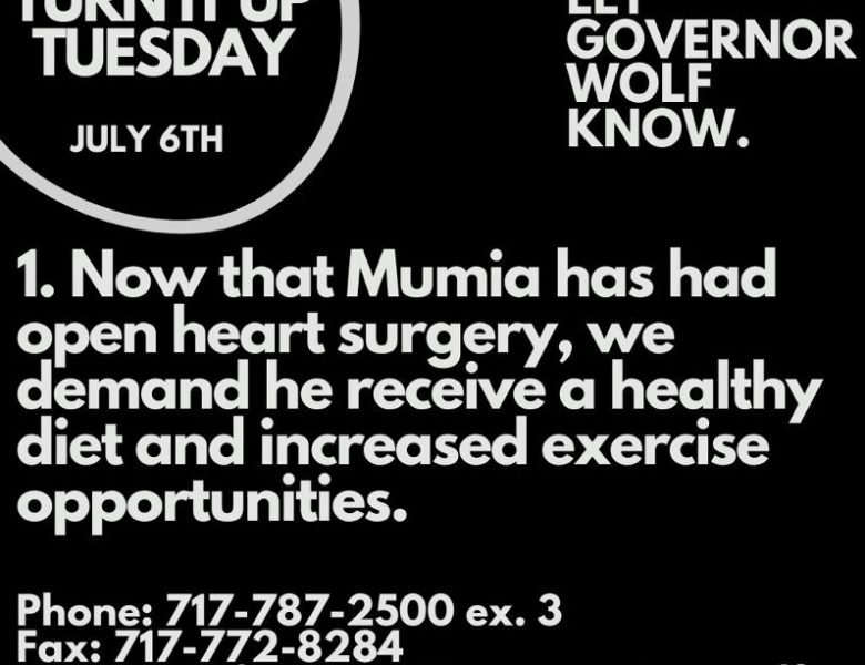 Di, 6. Juli 2021: Protestanrufe für Mumias Freilassung bei Pennsylvanias Gouverneur Tom Wolf Di, 6. Juli 2021