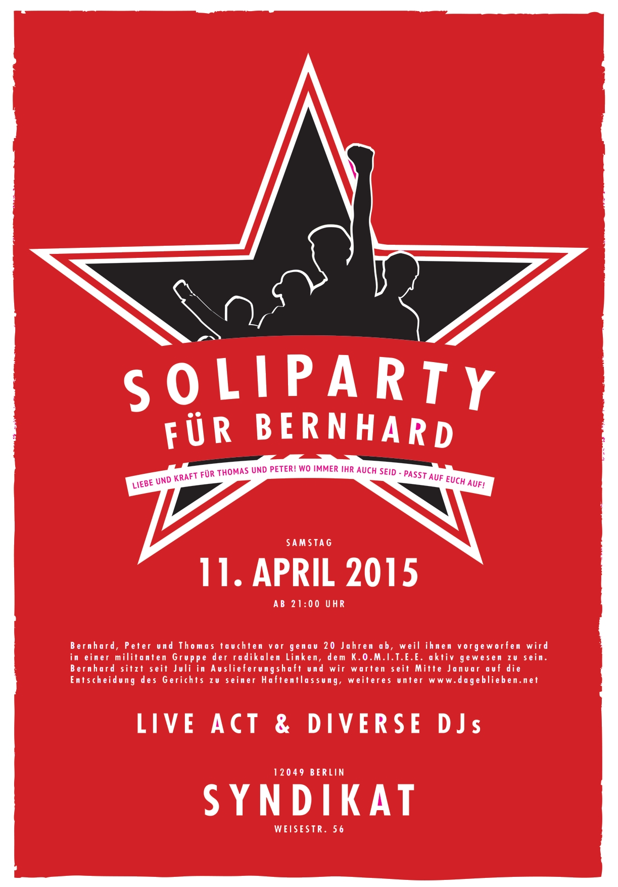 [BERLIN] Samstag 11.04. Soliparty für Bernhard