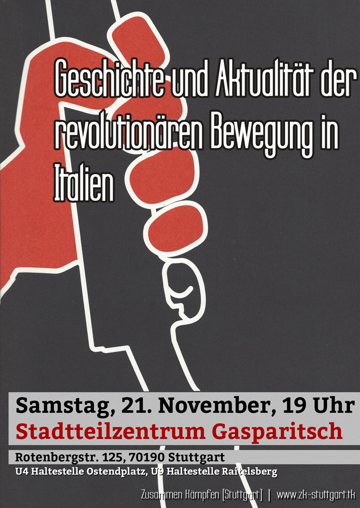 [Stuttgart] 21.11.2015: VA – Geschichte und Aktualität der revolutionären Bewegung in Italien