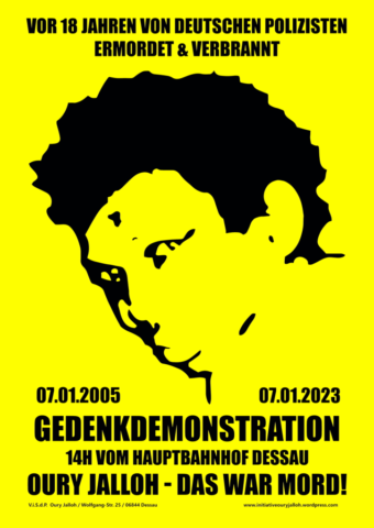 Aufruf zur Gedenkdemonstration am 7. Januar 2023 in Dessau