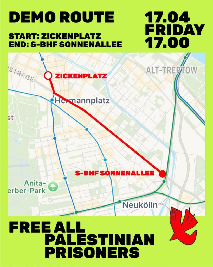 route free all palestinian prisoners demo 17.4.206 berlin